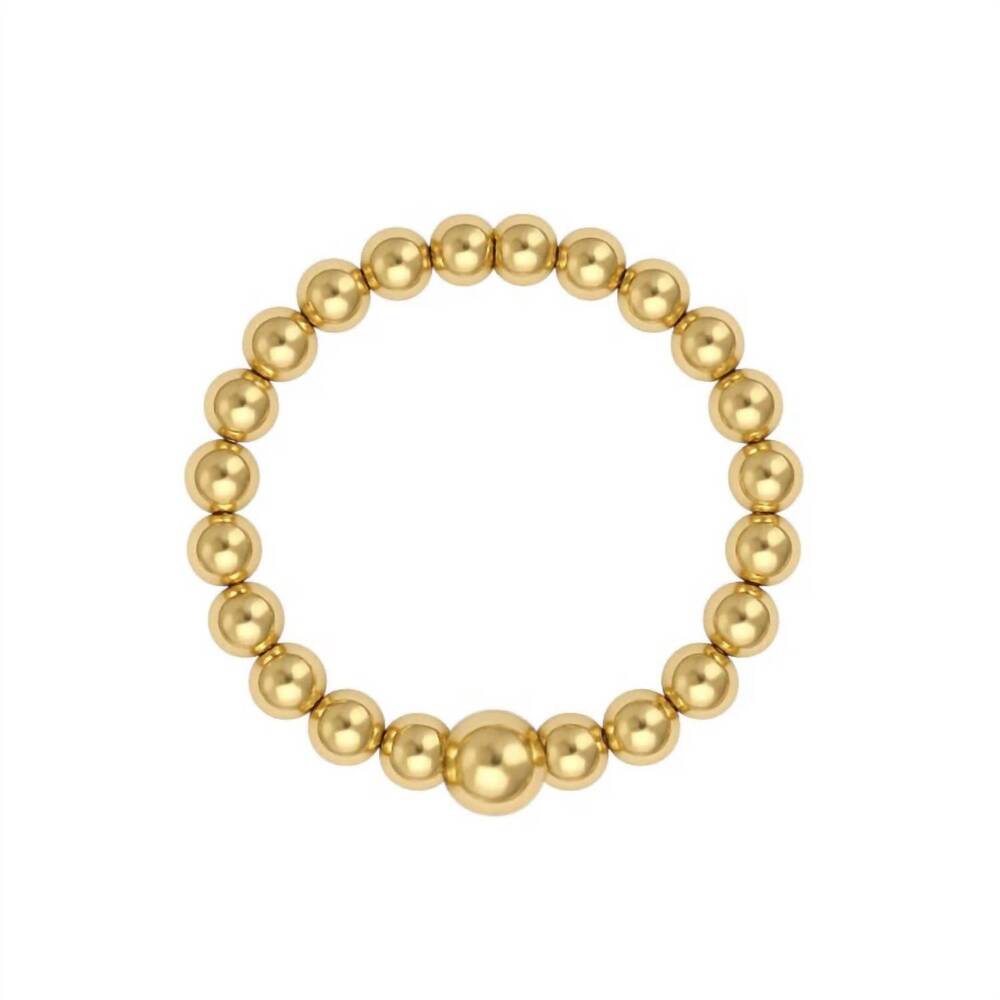 NEW BARA BOHEME women's classic 2mm beaded stretchy ring in gold